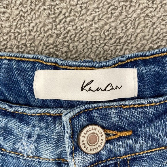 KanCan Cutoff Jean Short Women's Size 9/28 Mid Rise Button Fly Cotton Denim Blue - Picture 3 of 10
